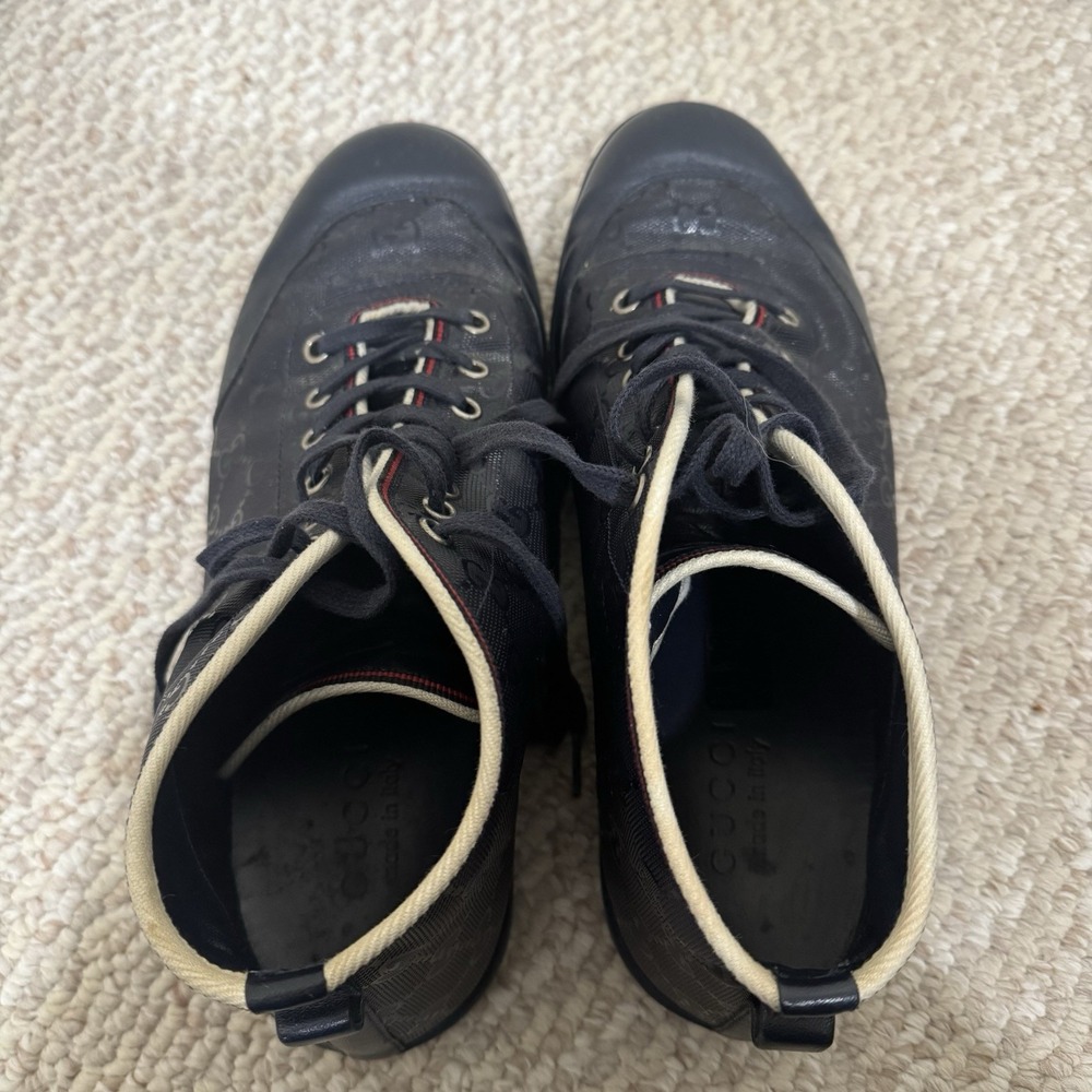 Gucci Men's Navy Blue GG Impreme Canvas 268687 High-top Sneaker 8.5 (US 9.5) - Picture 11 of 12